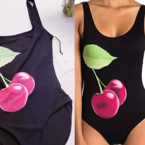 $195 NWT ONIA Anthro Cherry Leaf One Piece Swim - Picture 10 of 11